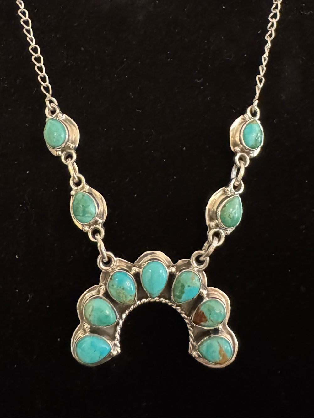 Turquoise Teardrop Naja Statement Necklace - sterling silver Women Jewelry - Picture 6 of 6